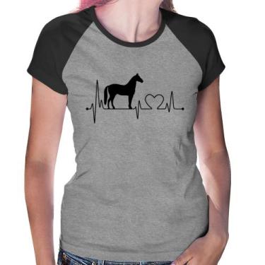 Imagem de Baby Look Raglan Cavalo Batimentos Cardíacos - Foca na Moda, Cinza, Pr