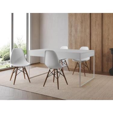 Imagem de Conjunto Industrial Filadelfia 137x90 Ferro Branco Tampo Branco 4 Cade
