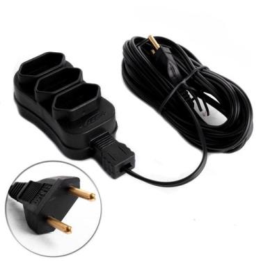 Imagem de Extensao Bipolar 5m 3 Tomadas Preto - MONTECHIAR