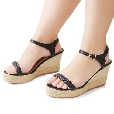 Imagem de Anabella Sandalia Plataforma Feminina Preta Juta - FORR ALL, 39, Ab208