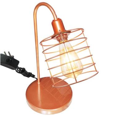 Imagem de Abajur de Quarto Luminária Industrial Aramado Chochin Cobre - Jota Ilu