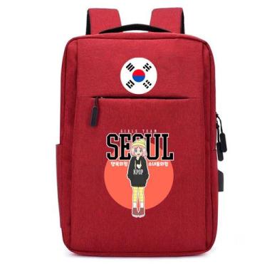 Imagem de Mochila USB Escolar Estampa Unissex Seoul Notebooks, Trabalho Escola I