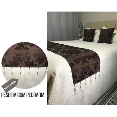 Imagem de Peseira de Pedraria C/ Capas de Almofadas Jacquard tamanho King Size -