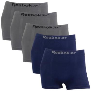 Imagem de Kit 5 Cuecas Masculina Boxer Reebok Premium Elastano Lisa, 3cinza, 2az