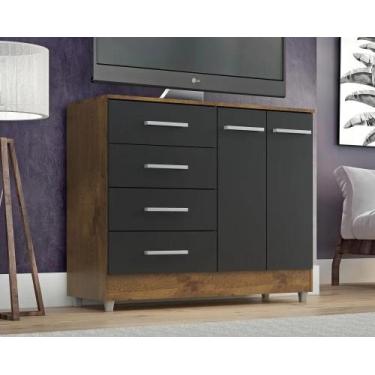 Imagem de Comoda Armário Com 4 Gavetas 2 Portas Infantil - Digo.Casa, Castanho/O