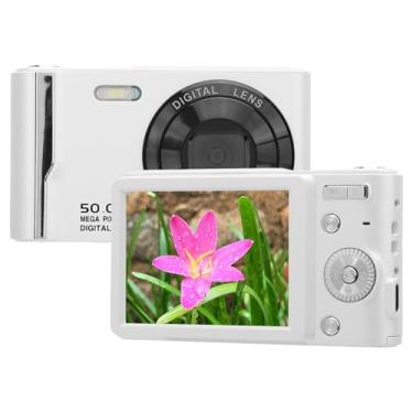 Imagem de Câmera Digital 4k 50MP, 4k Câmera Vlogging Com Tela LCD de 2,8 Polegadas, Zoom Digital 16x, Câmera Compacta retrô Com Foco Automático Anti-vibração e Flash para Viagens (Branco)