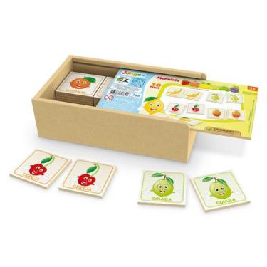 Imagem de Jogo da memória das frutas caixa madeira com tampa 30 peças - JUNGES