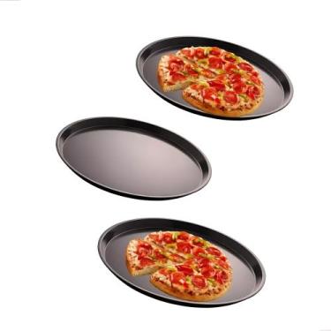 Imagem de Kit 3 Formas Antiaderente Pizza 36cm Teflon Quality House - Qhouse Com