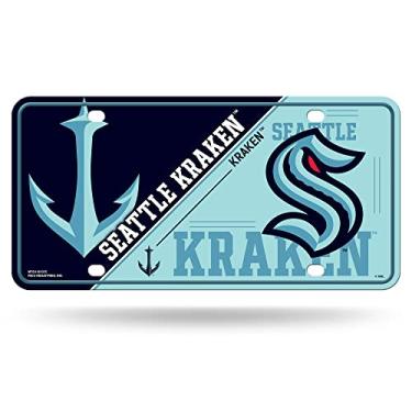 Imagem de Rico Industries Etiqueta automotiva de metal dividida NHL Seattle Kraken 21,5 cm x 28 cm – ótima para caminhão/carro/SUV
