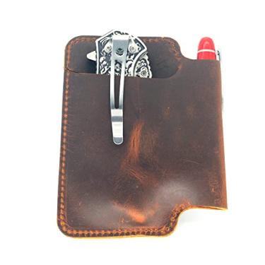 Imagem de COLEAT Organizador de bainha de cinto multiferramentas de couro legítimo, bolsa de cinto Leatherman EDC para homens, suporte de cinto, mini organizador de bolso de couro, suporte de lanterna, suporte