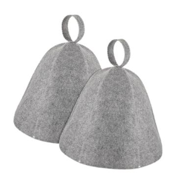 Imagem de Bothyi 2 peças chapéu de sauna touca de vapor russa touca de banho para evitar superaquecimento para homens e mulheres acessórios de banho chapéu de, 2 Unidades Cinza