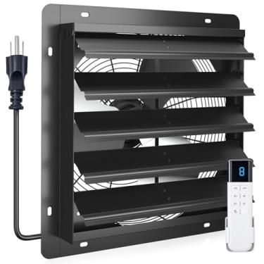 Imagem de addlon Exaustor de obturador de 40,6 cm montado na parede com motores EC e controle remoto, temporizador, 8 velocidades, 2650 CFM, baixo ruído, fácil de instalar, ventilador de ventilação para