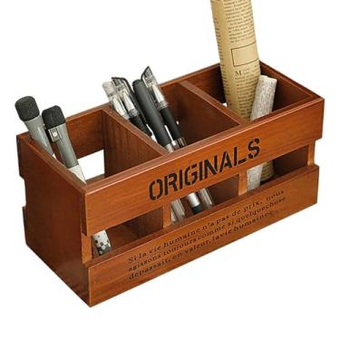 Imagem de Porta-lápis de para mesa, porta-canetas de armazenamento de - 3 compartimentos desktop lápis copo caneta titular organizador de maquiagem,Organizador de mesa para recipiente de caneta, organizador de