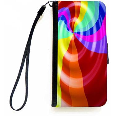 Imagem de Rikki Knight Capa carteira flip de círculos arco-íris com aba magnética para Apple iPhone 5c