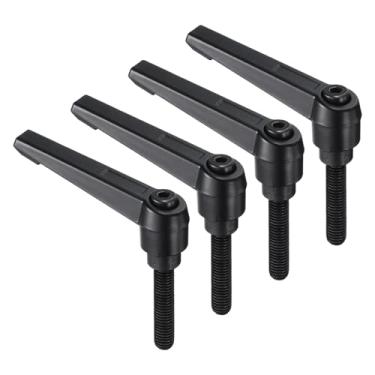 Imagem de uxcell 4 peças de alavancas de aperto, M8 x 40 mm de óxido de carbono preto parafuso macho roscada, alças ajustáveis, trava de liberação rápida, botões de botão de pressão de catraca, preto
