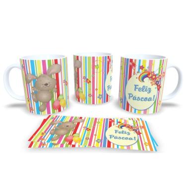 Imagem de Caneca de Porcelana Branca Personalizada Coleção Páscoa Feliz