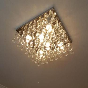 Imagem de Lustre de cristal verdadeiro quadrado 45x45 cm sala de jantar, sala, q