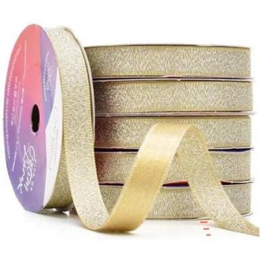 Imagem de FITA CETIM LUREX CINDERELA DOURADO ACABAMENTO 10mm - DECORAÇÃO DE NATA