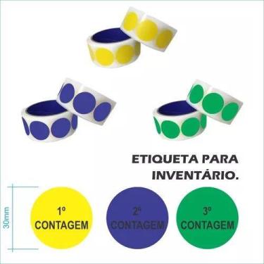 Imagem de Kit Etiquetas Contagem Inventário Amarela Azul Verde  30x30mm 3x3 - Et