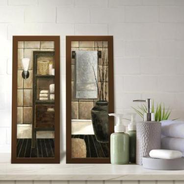 Imagem de Kit 2 Quadros Decorativos Lavabo Banheiro Marrom Bege Pintura - Deliqu