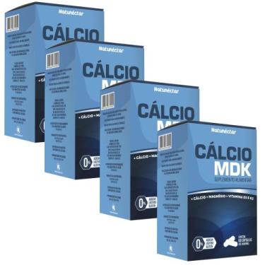 Imagem de Kit Combo 04 UND Cálcio MDK 600mg Magnésio Vitamina D  K2 240 Cápsulas