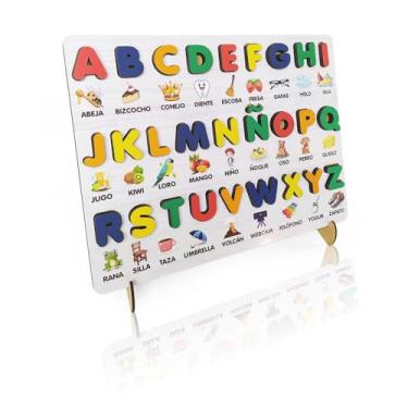 Imagem de Alfabeto em Espanhol para Crianças, Tabuleiro de Alfabetização Infantil com Letras, Palavras e Desenhos Divertidos, Mia Gato Brinquedos