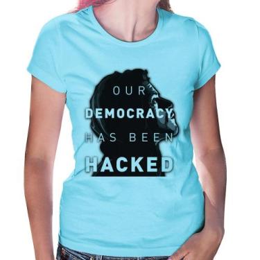 Imagem de Baby Look Our Democracy Has Been Hacked - Foca na Moda, Azul bebê, GGG
