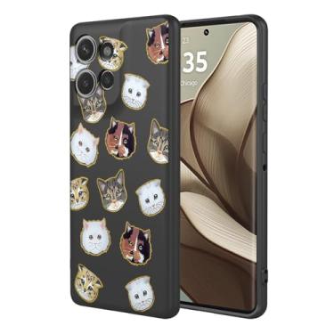 Imagem de KOARWVC Capa de celular para Moto Edge 50, capa para Motorola Edge 50, design fofo com estampa de gato, capa protetora fina de TPU macio para celular Motorola Edge 50 Black Cat