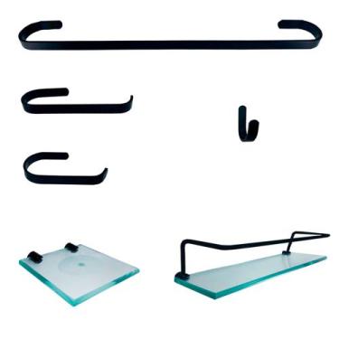 Imagem de Kit Para Banheiro Tendência Preto 6 Peças Incolor - AJ
