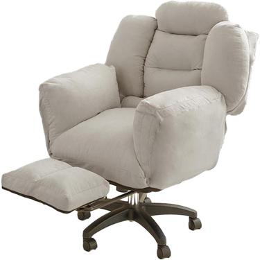 Imagem de Cadeiras giratórias para computador doméstico, cadeira de escritório estofada com altura ajustável com apoio para os pés e encosto inclinável, cadeira ergonômica confortável, cadeira de quar