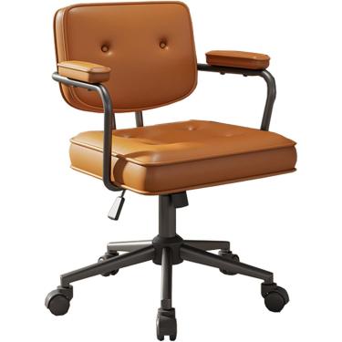 Imagem de Cadeira de escritório, cadeira ergonômica de escritório para computador com apoio lombar, altura ajustável, para estudo/quarto, laranja