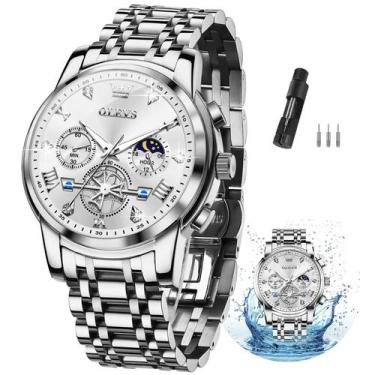 Imagem de Relógio OLEVS Sliver para homens à prova d'água com diamante