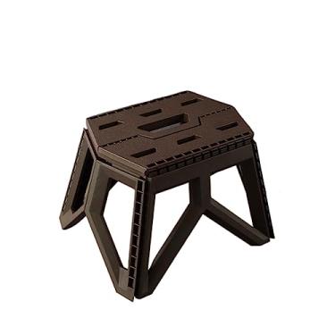 Imagem de KZGMMHY8 Banqueta portátil dobrável de plástico ao ar livre banco de pesca resistente e durável banco de acampamento (cor: estilo 2 (café), tamanho: 28,5 * 20 cm)