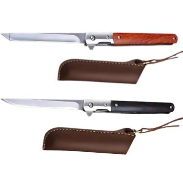 Imagem de Canivete Estilete Forza Magia Italiana, Lâmina em Aço Inox, Cabo em Madeira e Preto, com Bainha em Couro, 1 Peça