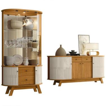 Imagem de Cristaleira de Vidro Eva e Buffet Monica Z10 Off/Cinamomo - Mpozenato,