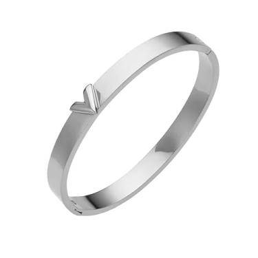 Imagem de Bracelete pulseira feminina prateada aço inoxidável semijoia de luxo à prova d'água