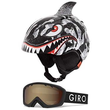 Imagem de Conjunto de capacete de neve infantil Giro Launch com óculos combinando, Black Tiger Shark Black Zoom, X-Small