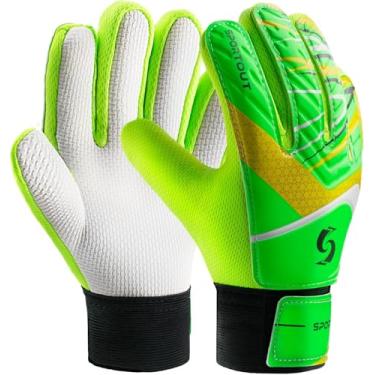 Imagem de Luvas de goleiro esportivas infantis, luvas de futebol com proteção de pulso duplo e material de látex antiderrapante resistente ao desgaste para dar proteção para evitar lesões, Verde, 7