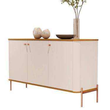 Imagem de Buffet Tucupí Pés Metal Off White Nature Bronze JB Bechara