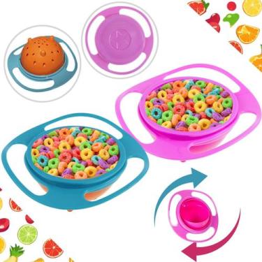 Imagem de Prato Mágico Infantil Bebê Giratório 360º Alimento Não Cai Cor Azul Li