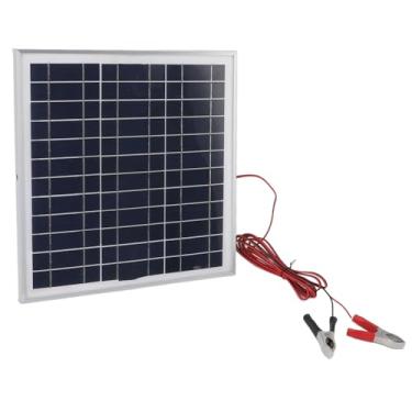 Imagem de Painel solar portátil Qanyegn 50W, kit de painel solar, painel solar de silício monocristalino da estrutura de alumínio com clipes de bateria de 9,8 pés de cabo DC 18V Red e Black