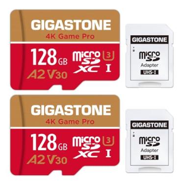 Imagem de [Recuperação de dados gratuita de 5 anos] Cartão micro SD GIGASTONE de 128 GB, pacote com 2, 4K Game Pro, cartão de memória MicroSDXC para Nintendo Switch 1, câmera de ação, câmera de segurança, R/W