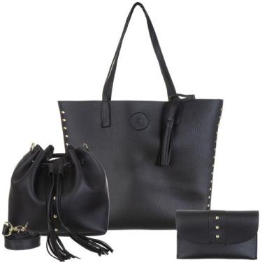 Imagem de Bolsa Feminina Transversal Kit 3 Peças Sacola+Saco +Carteira - BearSto