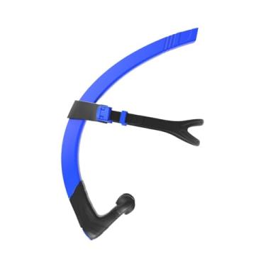 Imagem de Deevoka Tubo de respiração de natação frontal, mergulho com mergulho, treinar semi -seco de treinamento prático Ajustar a cabeça da cabeça de snorkel, Azul