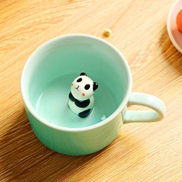 Imagem de Caneca de café 3D com desenho animado fofo de cerâmica animal – animal de bebê dentro, melhor copo de escritório e presente de aniversário 227 g, Panda