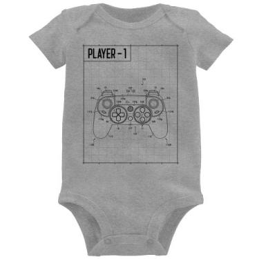 Imagem de Body Bebê Player 1 Controle Joystick - Foca na Moda, Cinza, M