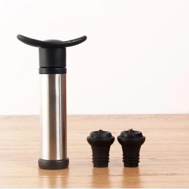 Imagem de Kit Bomba A Vacuo em Inox Para Vinho Com 2 Rolhas Tampa Garrafa - Déjà