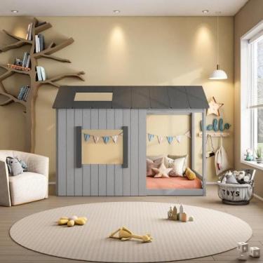 Imagem de Cama Infantil Montessoriana Cabana Pkolino Cinza/Cinza Escuro - Móveis