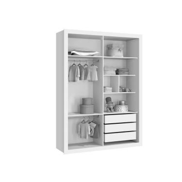 Imagem de Berço Multifuncional e Guarda Roupa Prince Branco Acetinado – Reller