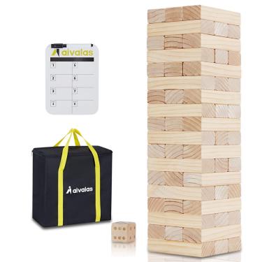 Imagem de Bloco de empilhamento de madeira Giant Tumble Tower Game Aivalas de 4,2 pés